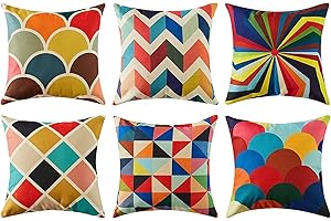 TIDWIACE Juego de 6 Hogar Algodón Lino Funda de Cojine 40 X 40 cm - Multicolor Throw Cojín Decoración Almohada Caso de la Cubierta Decorativo para Sala de Estar sofás…