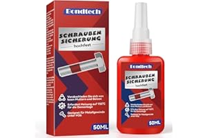 BONDTECH Schraubensicherung Hochfest 50ml, Rot Schraubenkleber für Metallgewinde, Muttern, Bolzen und Befestigungselemente, Anaerobic, hitzebeständig