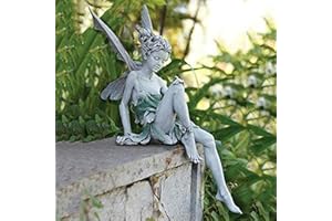 Voihamy jardín Hadas Sentado, Figuras jardín Elfos sentados Resina, Tudor y turek Sentado Hadas estatuas jardín decoración jardín para Exteriores, Accesorios jardín