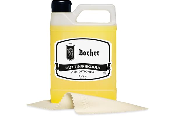 Bacher Bivax Skärbräda - 500 ml - Balsam med Karnaubavax och Mineralolja | Made with UltraPure™ Mineral Oil | Vattenavvisande vaxskikt | Livsmedelssäker