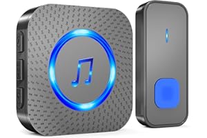 SURFOU Wireless Doorbell Waterproof, 1,300 ft Long Range Cordless Battery Operated, Wall Plug in Electric Door Chime Kit with 55 Melodies 5 Volume to Choose, LED Door Entry Bell, Black