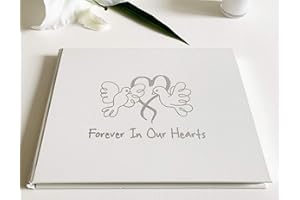Esposti Condolence Book - In Loving Memory - Forever in Our Hearts Guest Book with Lined Inner Pages, 218 x 160mm, Pale Ivory - Elegant Condolences Book