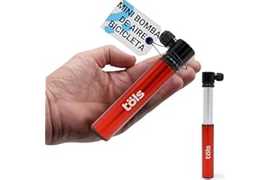 TÖLS BIKE COMPONENTS TÖLS Mini Bomba Bicicleta Aina - Mini Bomba de Aire Bicicleta 115 PSI, 8 Bar - inflador Bicicletas con Soporte Incluido - hinchador Bicicleta Super Ligero - Mancha para Bicicleta - Bike Pump