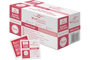 FARLA MEDICAL MediSwabs Pre Injection Alcohol Wipes (x100), Antiseptic Wipes with 70% Isopropyl Alcohol Sachets, Individually Wrapped Disposable Wound Cleaning Wipes, First Aid/Medical Use