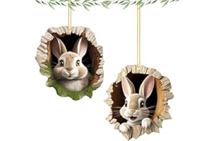 XIABYAYU Osteranhänger Hase, 2 Stück Osterschmuck zum Aufhängen, Osterdeko Zum Aufhängen, Acryl Anhänger Ostern, Osterhase Deko, Osterhase Anhänger für Ostern Deko und Geschenk