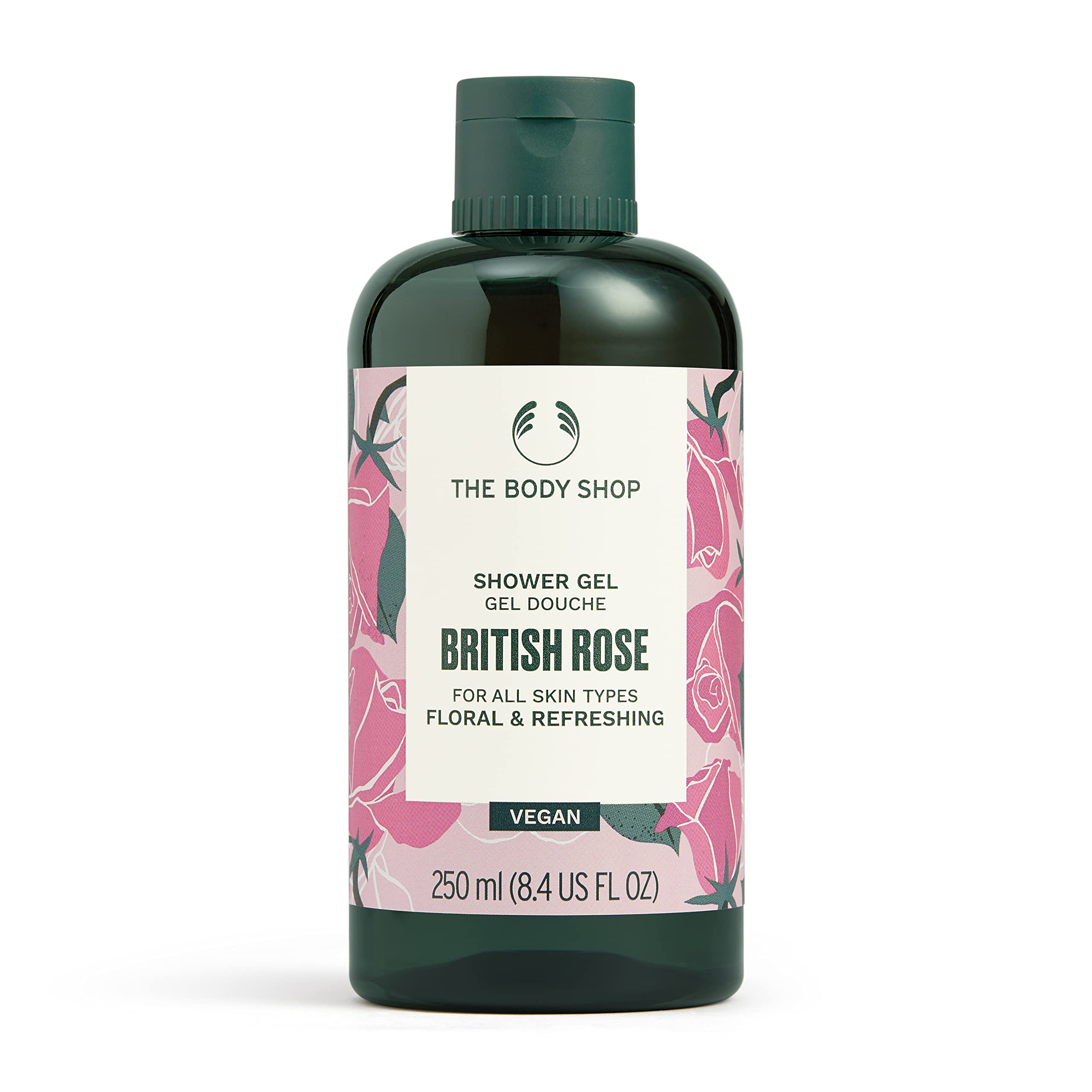 The Body Shop Vegan British Rose Shower Gel, 250 ML - For All Skin Types | Cleanse & Refresh