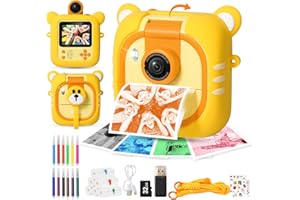 ARNSSIEN Macchina Fotografica Bambini Istantanea e 7 Rotoli Carta (4 Col: O/R/V/B+3 B&N)-2,4”Fotocamera istantanea con 32GB, 180 °Flip Obiettivo, Regalo di Natale e Compleanno per Bambini per 3-12,M2