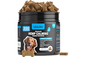 OKKÖBI Hemp Calming Chews For Dogs Anxiety 200 pcs - Dog Anxiety Relief Chews - For stress, travel, check-up, barking or grooming - Calming Treats - Chicken