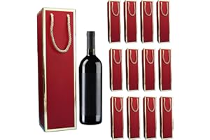 XOCOME 12 sacchetti per bottiglie di vino in carta kraft, sacchetti regalo con manico, per matrimoni, feste, colore rosso