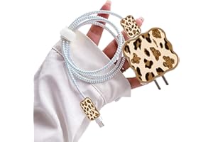 DIYGODY Protector de Cable en Forma de Onda con Patrón de Leopardo para el Cargador del iPhone, Lindo Ahorrador de Cable Cargador USB para Líneas de Datos de Móviles