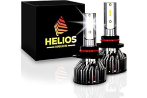 HELIOS HEADLIGHTS HELIOS H10 / HB3 / 9005 Headlight Bulbs Led 18000 LM Super Bright Fan Cooling All In One Cool White Conversion Kit Hi/Lo (DC 9-30V) 6000K (36W x2) 30,000Hours over 200% Brighter, Braided Cable