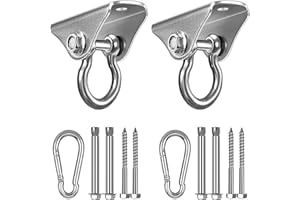 GothicBride Ganchos de Techo SUS304 Stainless Steel Tarea Pesada 360° Rotate Anclaje de Techo para Hormigón y Madera Yoga, Hamacas, Sillón Colgante, Saco Boxeo Capacidad 450Kg (2 piezas 90°.)