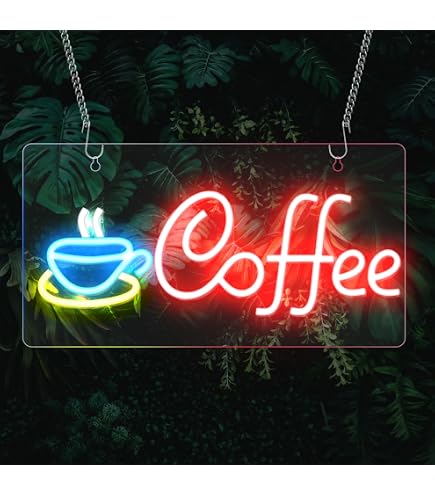 Kaffee-Neonschild – LED-Wanddekoration Für Cafés, Bars & Zuhause, 36,8x34,3 Cm, 12V