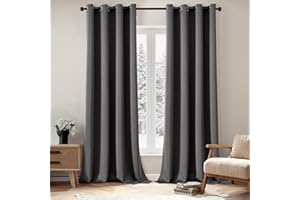 ‎EMEMA EMEMA Vorhänge Grau Blickdicht mit Ösen 260 cm Lang, Weiche Verdunklungsvorhänge von Räumen, 2er Set Abdunkelnde Vorhänge für Wohnzimmer Schlafzimmer, Blickdichte Ösenvorhänge Jeder H260 x B140 cm