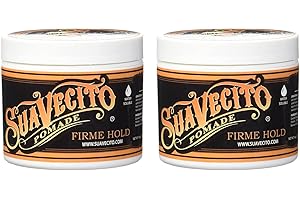 Suavecito Firme Strong Hold Pomade, Strong Hold Pomade For Men, Medium Shine Water Based Wax Flake Free Hair Gel, 4oz/113g x 2