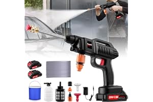 LITGLOBE Cordless Pressure Washer,21V 1500W Portable Pressure Washer,60Bar/870 PSI High Power Washer Machine with 2 Battery,Bucket,2 Nozzles,5m Hose Pressure Cleaner for Car/Floor/Garden Cleaning & Watering