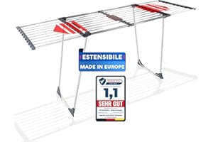 SCHWANFELD® Stendibiancheria da Esterno [20M VOLUME SECCO] - Stendino allungabile - Stendino da Esterno -stendino salvaspazio - stendibiancheria estensibile - stendibiancheria gimi - stendino