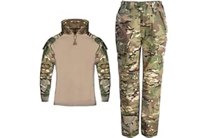 YiLianDa Kinder Frösche T-Shirt Militärhose Sets Tarnung Airsoft Taktisch Militär Langarm Camo Armee Top + BW Feldhose Outdoor Camping Uniform Junge Mädchen