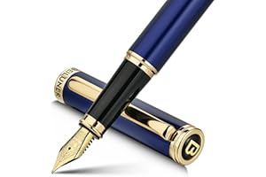 BEILUNER Blue Fountain Pen,Stunning Luxury Lacquer, 24K Gilded Nib(Fine),Gorgeous 24K Gold Accents, with Ink Converter,Fancy Gift for Men&Women-Smooth,Elegant,Graduation,Reliable,Nice Pens for Writing