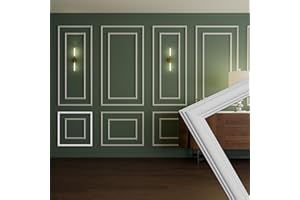 HEXIM Stuckleisten Wandrahmen Sets HDPS weiß - Auswahl an Größen für Wand, Decke, Bilder & Spiegel - Passend für DIY-Projekte im Interior Design Look (RM01-C 60X60CM)