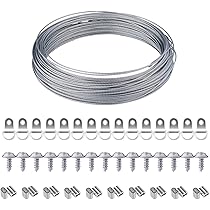 PATIKIL Kit Di Filo Regolabile Per Appendere Quadri - 4 Pezzi, 2m Ciascuno, Filo Acciaio Inox 1,5mm Con Ganci, Capacità 20kg - 2