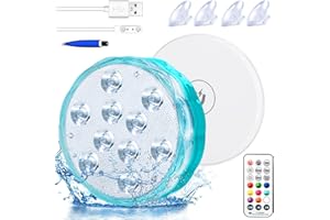 IDEALIFE Luces Piscina, Luz Sumergible Luz Recargable USB, Luces LED Luz Acuario Luz Piscina Luz Pecera con Temporizador Imán Ventosas Luz Ambiente Luces Nocturnas Luces Decorativas para Fiesta Navidad, 1Pc
