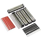 Qishare 15 Pcs Dual Row 12 Position Screw Barrier Terminal Block 600V 15A + 400V 15A 12 Postions Pre Insulated Terminal Barri