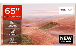 TCL NXTVISION A300W 65 Zoll QLED PRO Fernseher, 4K UHD Art TV, Magnetisches Rahmendesign, „Ai”Art Kunstgalerie, Mattes Display, Google Smart TV 144 Hz, Dolby Vision IQ & Atmos