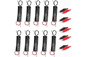 AEDIKO 10pcs 18650 Battery Holder 18650 Battery Clip 1 Slots 3.7V Plastic 18650 Battery Storage Box Case with Connect Cable + Crocodile Clips