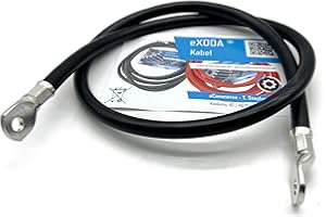 Exoda Câble de batterie 50 mm² 100cm cosse M8 Noir Câble électrique de qualité jusqu'à 4032 watts 336A flexible résistant à la température jusqu'à 70° pour voiture bateau moto