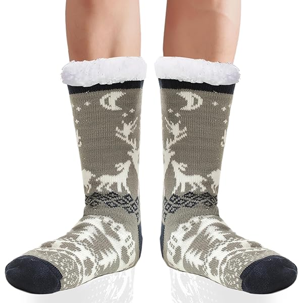 Noël - Chaussettes Douillettes En Laine Doublées De Polaire épaisse - Antidérapantes