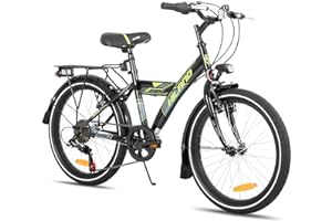 ‎HH HILAND HILAND 16/18/20 Zoll Kinderfahrrad Mountainbike Kinder MTB für Jungen und Mädchen ab 4 5 6 7 8 9 Jahren Licht Gepäckträger Stützräder/Ständer, Schwarz/Weiß