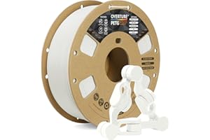 OVERTURE Filamento PETG 1.75mm para Impresoras 3D, Perfectamente Enrollado Filamento Resistente y Duradero, Carrete de Cartón 1kg (2.2lbs), Compatible con la Mayoría de Impresoras FDM (Blanco)