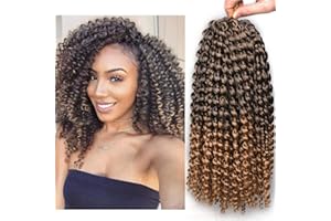 Xtrend 7 Packs 12 Inch Passion Twist Hair Ombre Water Wave Synthetic Crochet Braids for Short Passion Twist Braiding Hair Goddess Locs Bohemian Curl Hair Extensions T27#