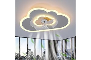 ‎AOEH Deckenventilator mit Beleuchtung Dimmbar Wolken Ventilator Deckenleuchte Holz LED Fan Deckenventilator Mit Fernbedienung 47W 6 Wind Moderne Deckenventilator Licht Für Wohnzimmer Schlafzimmer,50CM