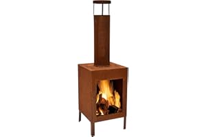 STEPHANS MÖBELBÖRSE Terrassenofen Gartenofen Gartenkamin Terassenkamin Feuerstelle Terrasse Heizung Garten Ofen Metall Rost 100cm
