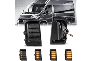 ‎OZ-LAMPE OZ-LAMPE LED Dynamische Spiegelblinker Blinkleuchte für Fi-at Ducato Peug-eot Boxer Citr-oen Jumper Relay Ra-m Promaster, LED Spiegel Blinker 2 Stück Can-bus Schwarz