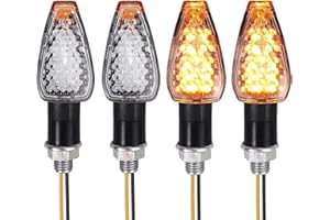 Kmuqshy 4 Pièces Clignotants Moto LED 14LED, Indicateurs Mini Moto 12V, Clignotants Étanches, Indicateur de Direction Universel pour MotoScooter, Quad, Cruiser, Off-Road, Voitures à Pédales