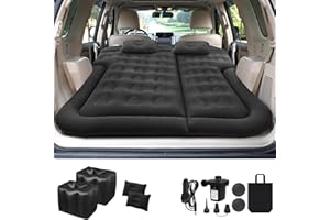LZMOON Materasso ad aria SUV letto da viaggio auto campeggio gonfiabile ispessito floccato superficie in PVC per escursionismo materassino gonfiabile full size (nero)