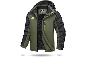 TACVASEN Men's Waterproof Hiking Fleece Jacket Warm Outdoor Skiing Ice Skating Hoodie