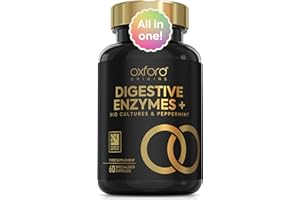 OXFORD ORIGINS Award Winning 10-in-1 Digestive Enzyme Supplements | Made in The UK | Probiotics & Peppermint Oil for Gut Health, Bloating Relief and Belly Reduction | One Vegan Capsule per Meal | 60 Capsules