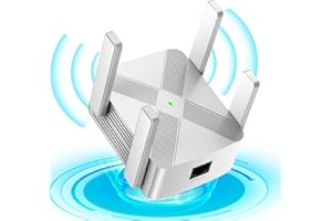 DOBWGXZ 2025 Newest WIFI Extender Booster - Internet Booster WIFI Repeater - Wireless Signal Booster with Ethernet Port and 4 Antennas,Quick Setup,Works with Any WiFi Router,UK plug