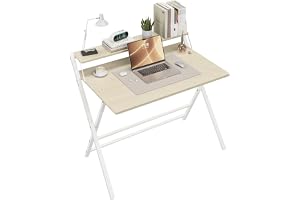Yaheetech fällbart skrivbord, 100 cm datorbord med hylla, 2-stegs arbetsbord med monitorstativ, laptopbord för hemmakontor, s