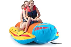 COSTWAY Gommone a Banana Gonfiabile per 3 Persone, Tubo Trainabile per Sport Acquatici e Nautici, Gommone a Banana da Recreazione Acquatica, Carico Massimo 231 kg