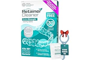 B. WEISS Weiss Naturals Retainer Cleaner Tablets, Invisalign Cleaner, Remove Stains, Odors & Plaque, PERSULFATE FREE Night Guard & Denture Cleaner 1-Month Supply, 30 Mint Scented Tablets