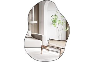 COSTWAY Nieregularne lustro ścienne, asymetryczne lustro, oprawione lustro wiszące, nowoczesne lustro kosmetyczne na ścianę, dekoracyjne do korytarza, łazienki, sypialni (czarne, 78 x 56 cm)