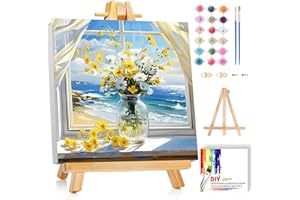 Viart Flower Paint by Numbers for Adults with Frame-Adult Paint by Numbers Canvas Kits Flowers, Painting by Numbers for Adult Perfect for Gift Home Wall Decor (8x8inch)
