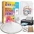 DTF Kit for T-Shirts/Apparel, Premium Transfer Powder & Transfer Film, Eco-Friendly Materials Vivid Color, for Any Sublimation Printer, Starter Kit (8.9oz+20pcs A3)(17.6oz+30pcs A4) (8.9oz+20pcs A3)