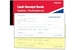 OCEANPADS Ocean Pads Cash Receipt Book Duplicate DL White and Yellow, 2-Part Carbonless (69844)