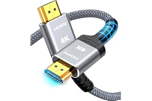 SNOWKIDS 4K HDMI Kabel 2Meter,HDMI-Kabel 4K@60Hz Nylon Geflecht Vergoldete Anschlüsse mit Ethernet/Audio Rückkanal, Kompatibel mit HDTV/Laptop/Blu-ray/Soundbar/Monitor/PS-5/X-box